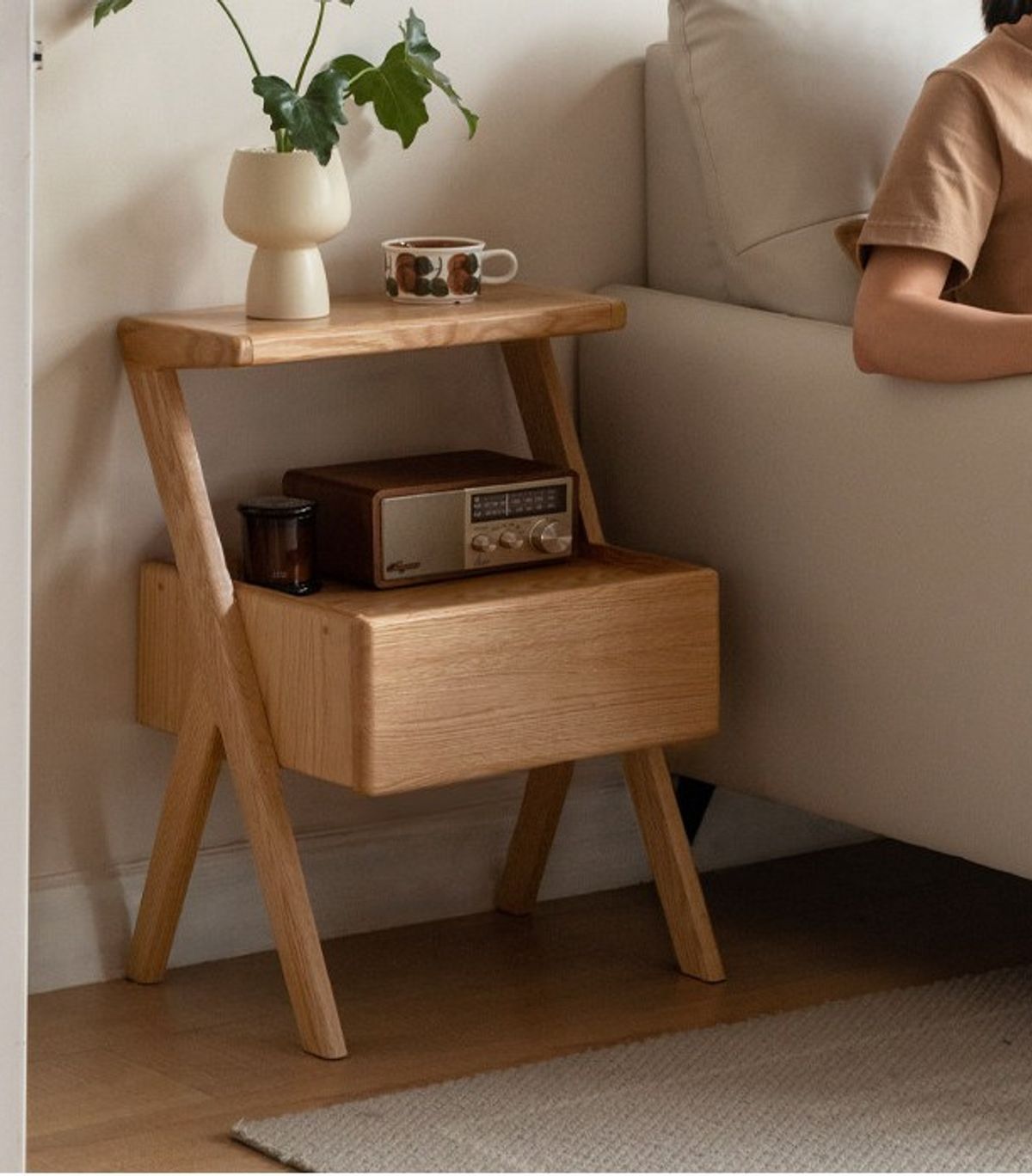 Solid wood bedside cabinet