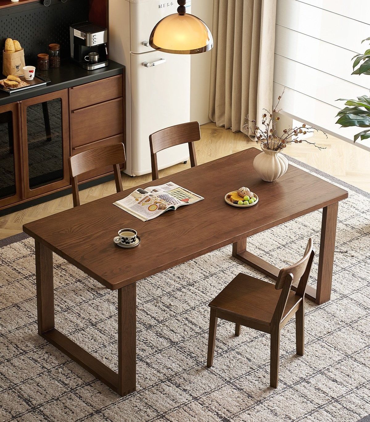 Solid wood dining table
