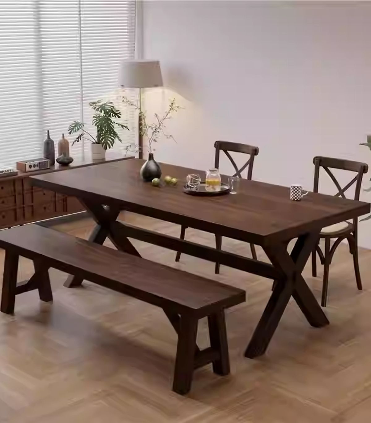 Solid wood dining table