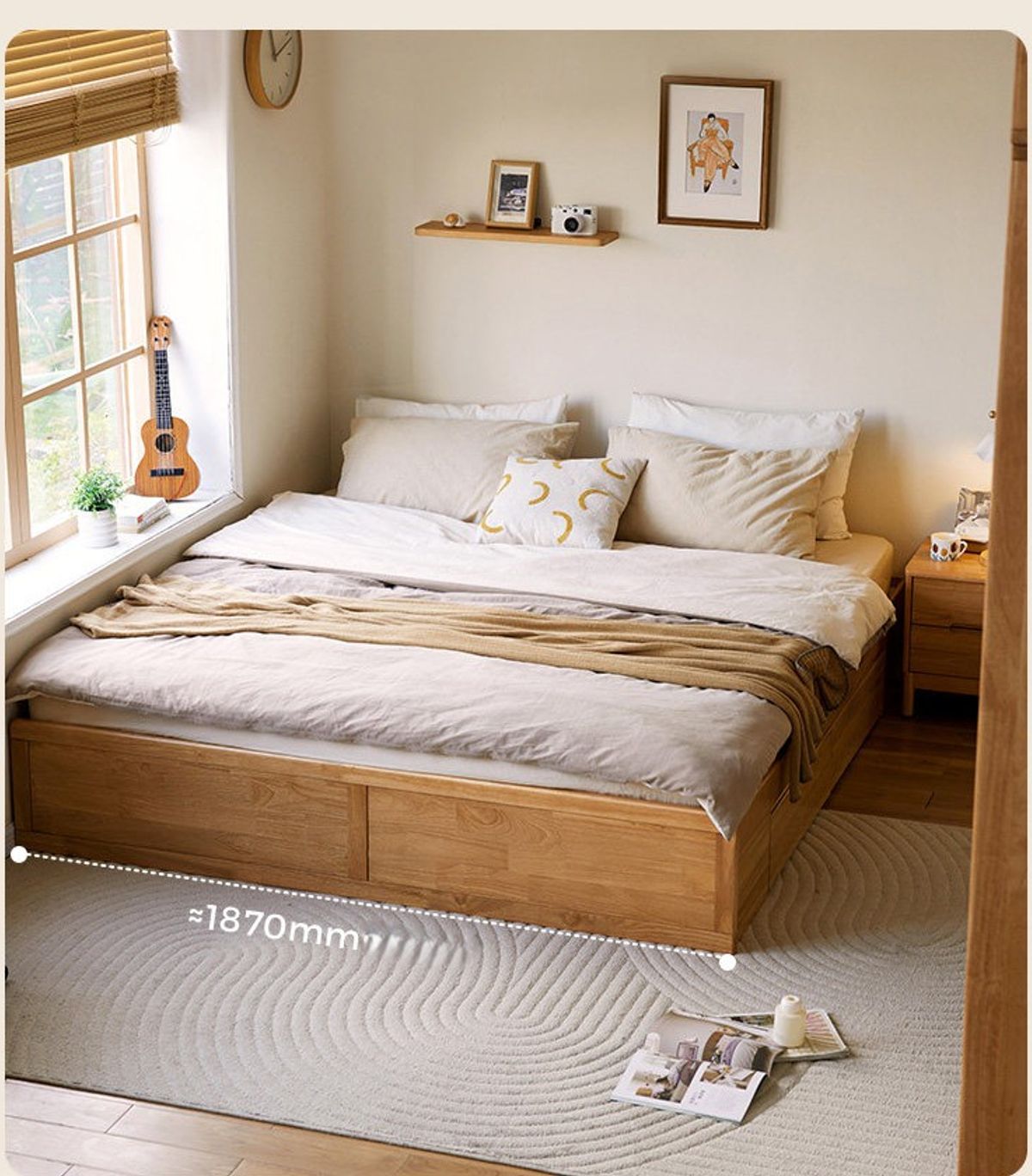 Solid wood bed