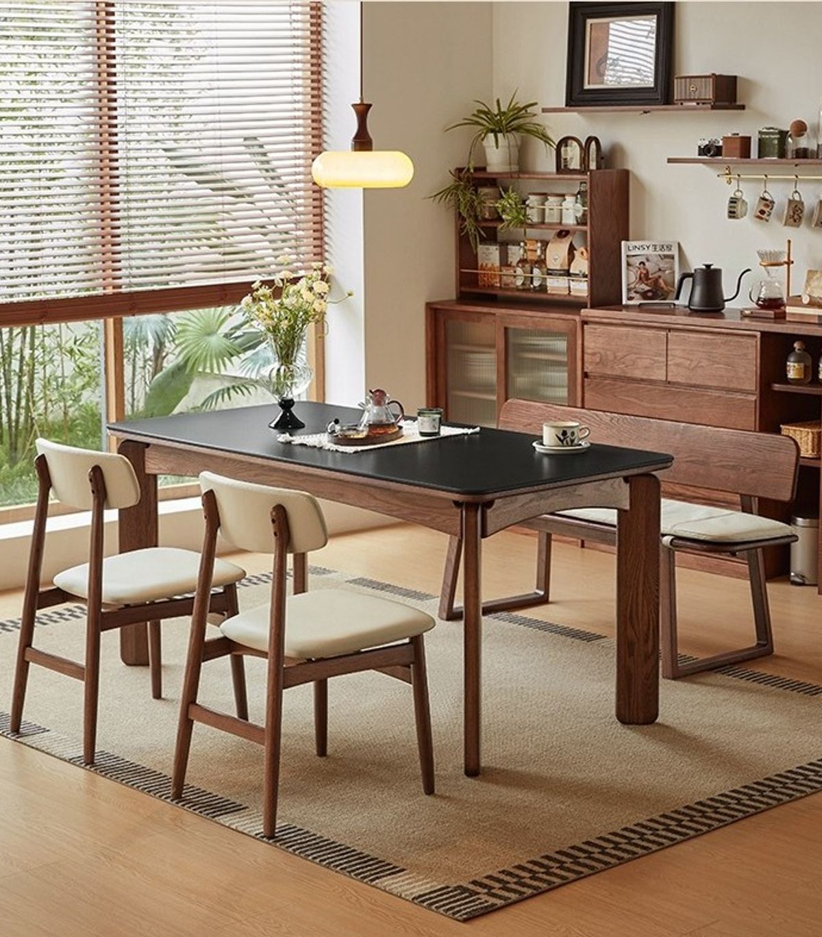 Solid wood dining table